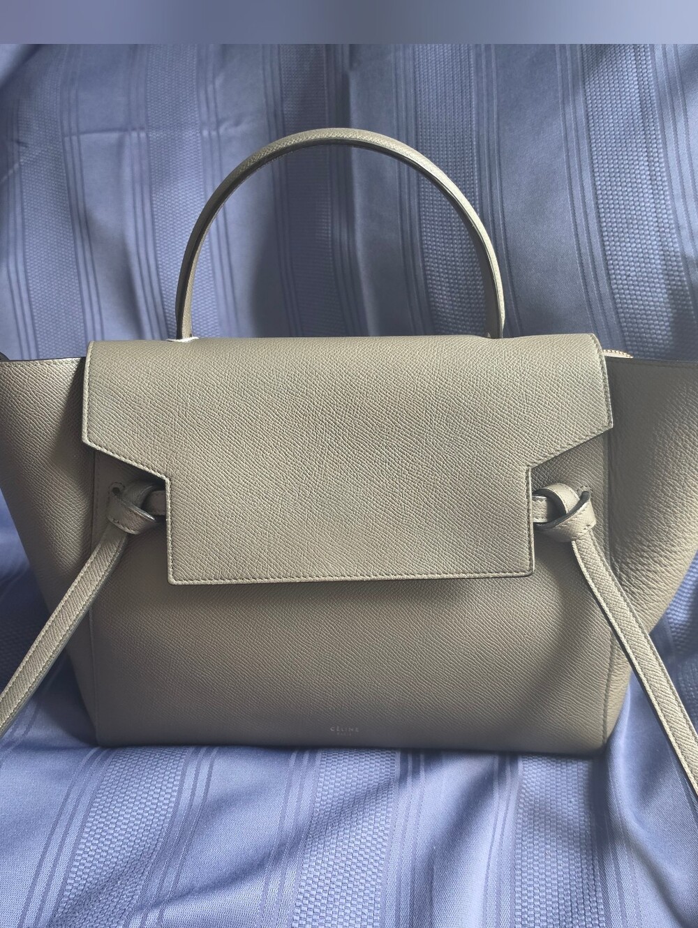 Celine Gray Leather Top-Handle Satchel Belt Bag